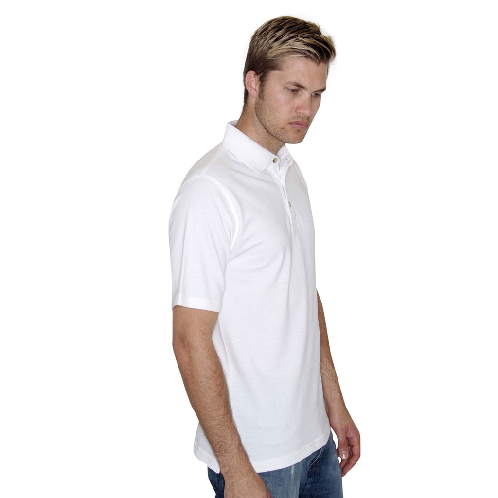 Henbury Men's White Classic Heavy Cotton Pique Polo Shirt