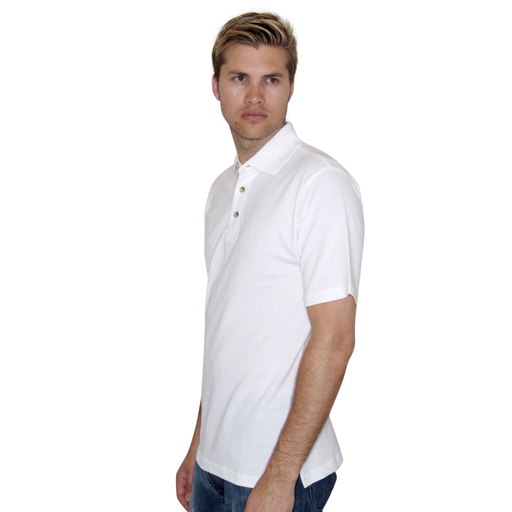 Henbury Men's White Classic Heavy Cotton Pique Polo Shirt