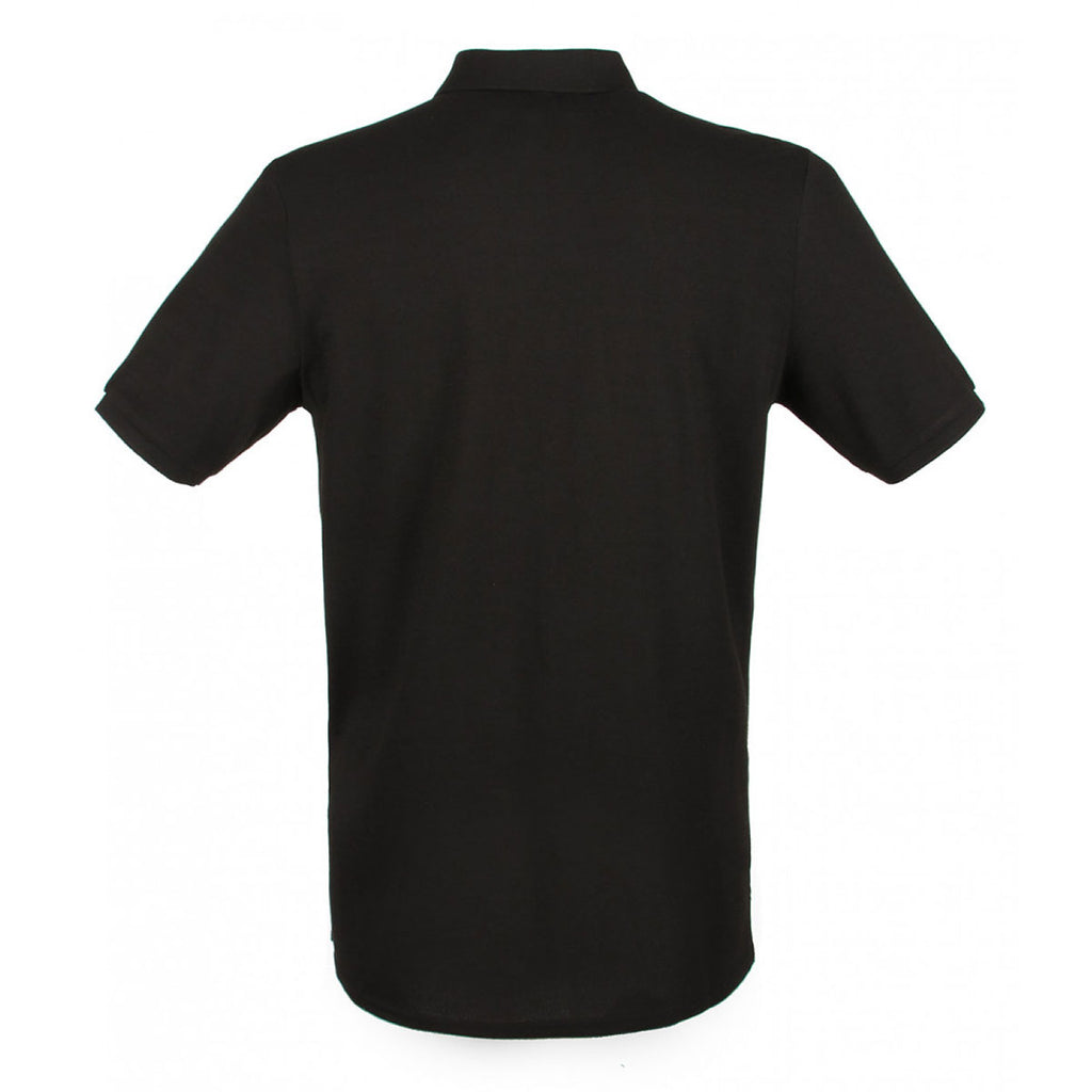 Henbury Men's Black Modern Fit Cotton Pique Polo Shirt