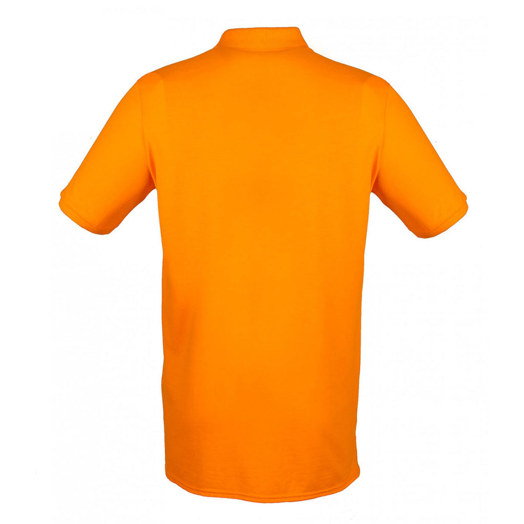 Henbury Men's Bright Orange Modern Fit Cotton Pique Polo Shirt