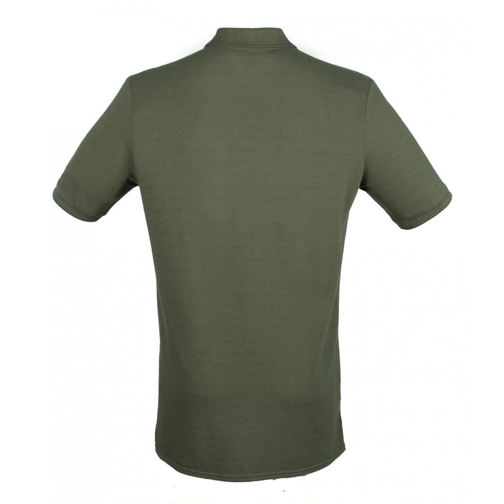 Henbury Men's Olive Modern Fit Cotton Pique Polo Shirt