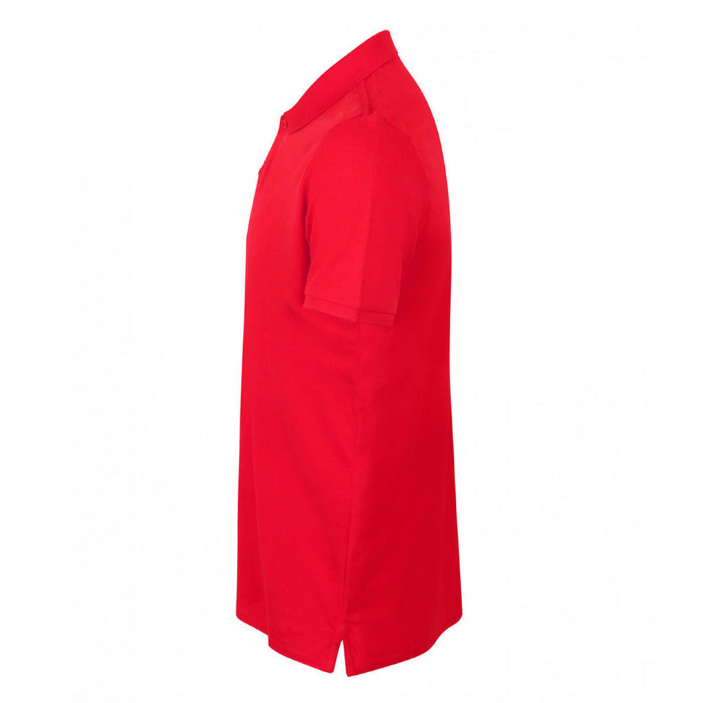 Henbury Men's Red Modern Fit Cotton Pique Polo Shirt