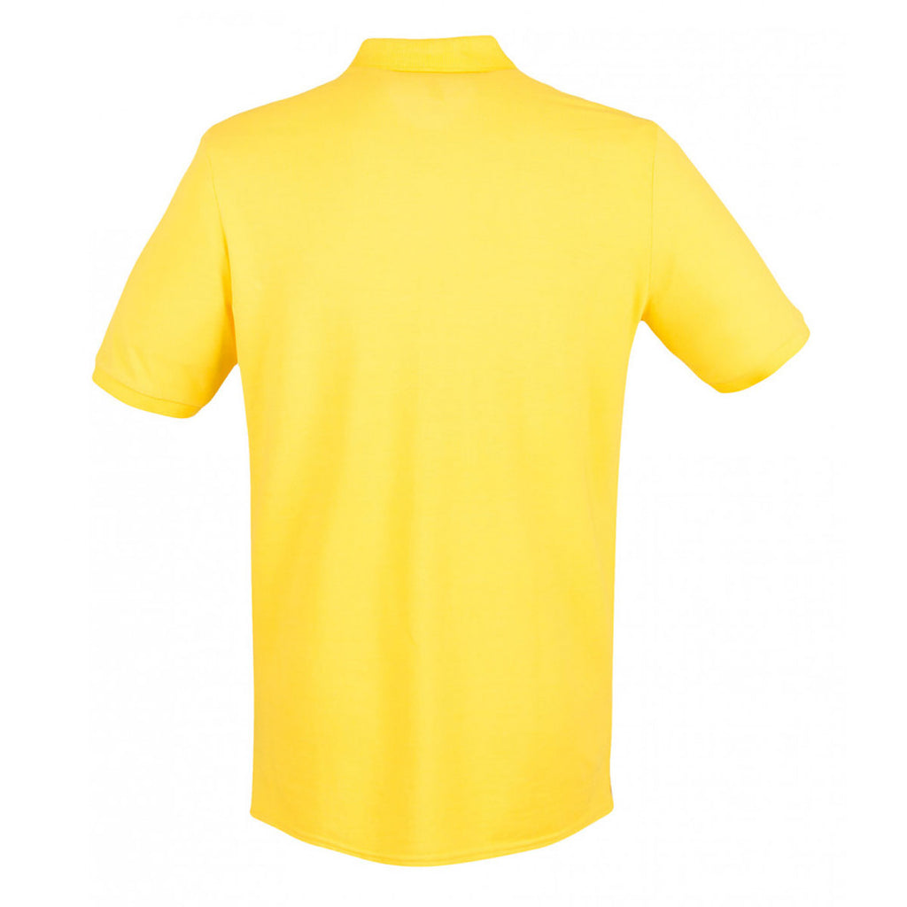 Henbury Men's Yellow Modern Fit Cotton Pique Polo Shirt