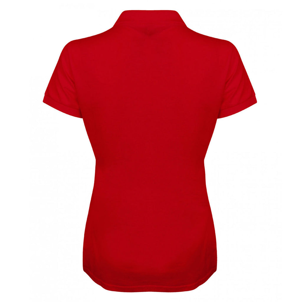 Henbury Women's Classic Red Modern Fit Cotton Pique Polo Shirt