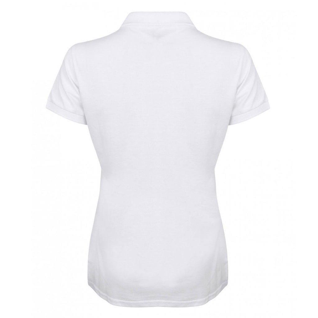 Henbury Women's White Modern Fit Cotton Pique Polo Shirt