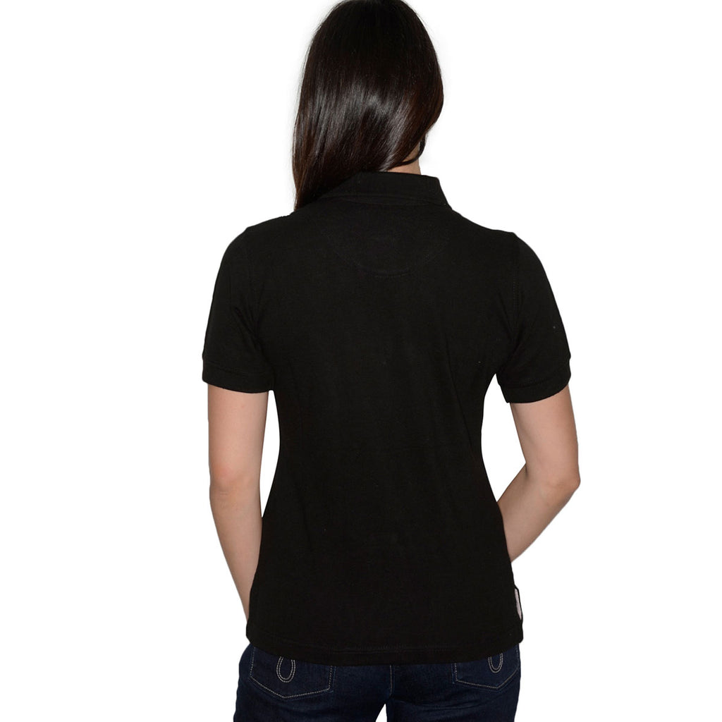 Henbury Women's Black Classic Cotton Pique Polo Shirt