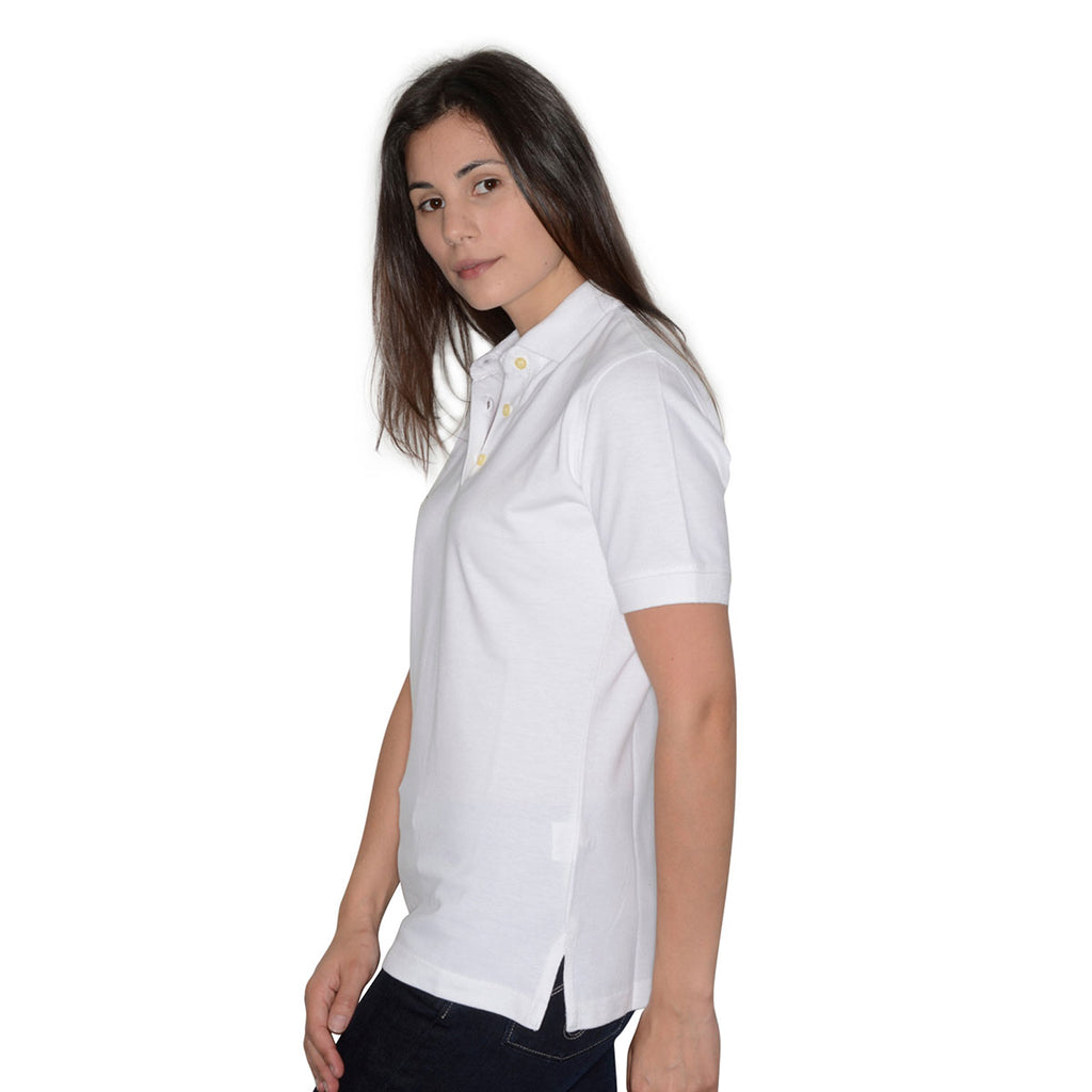 Henbury Women's White Classic Cotton Pique Polo Shirt