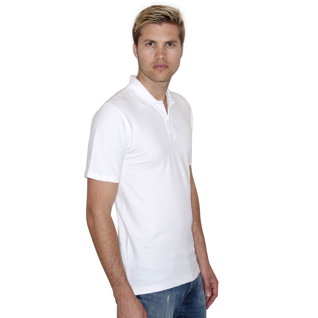 Henbury Men's White Stretch Cotton Pique Polo Shirt