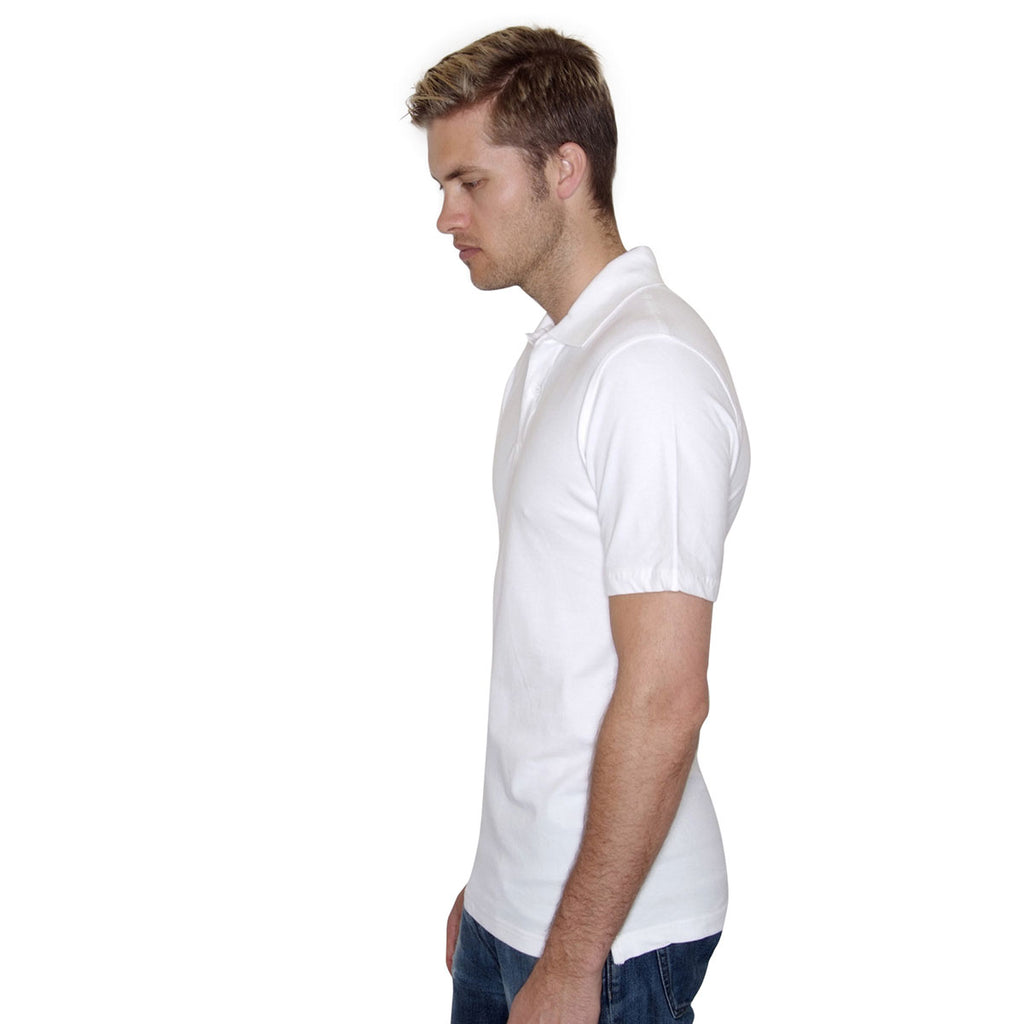 Henbury Men's White Stretch Cotton Pique Polo Shirt