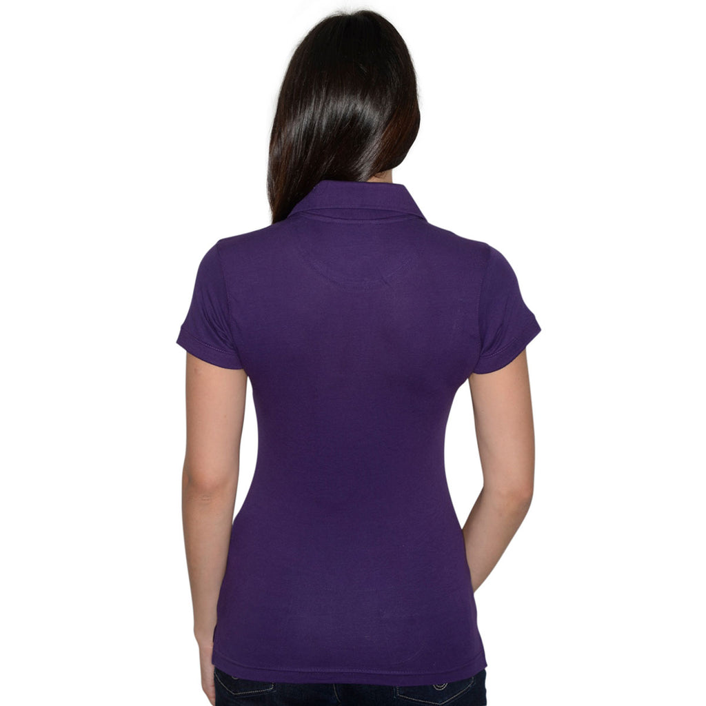 Henbury Women's Purple Stretch Cotton Pique Polo Shirt