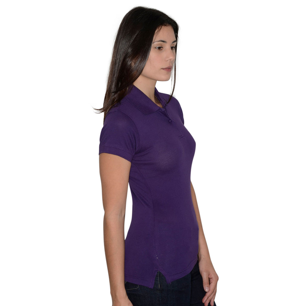 Henbury Women's Purple Stretch Cotton Pique Polo Shirt