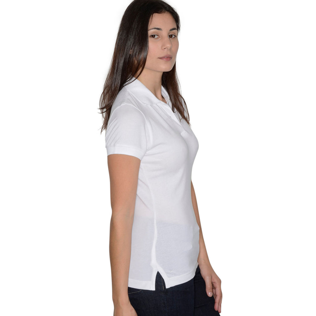 Henbury Women's White Stretch Cotton Pique Polo Shirt