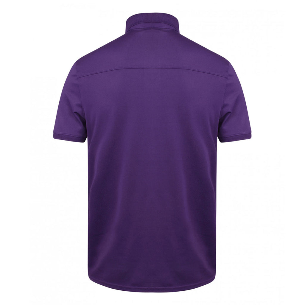 Henbury Men's Bright Purple Stretch Microfine Pique Polo Shirt