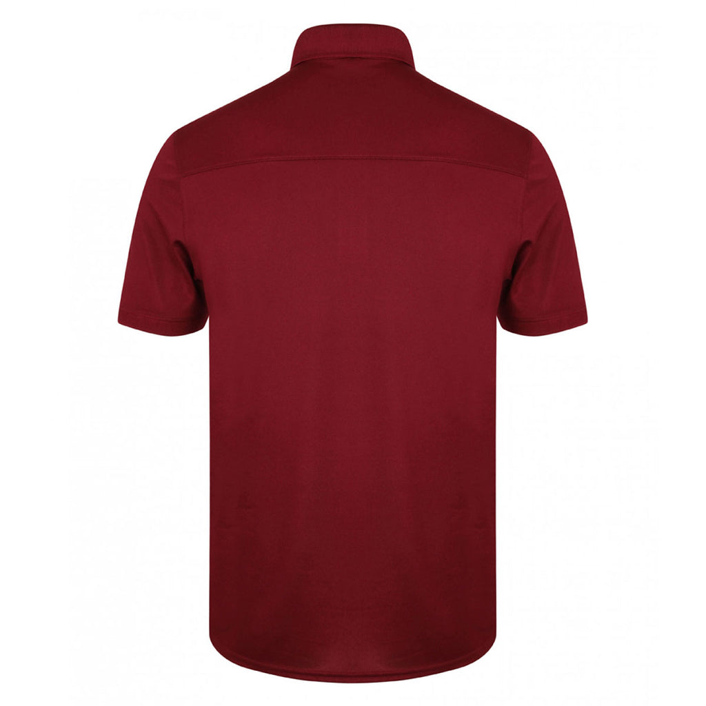 Henbury Men's Burgundy Stretch Microfine Pique Polo Shirt