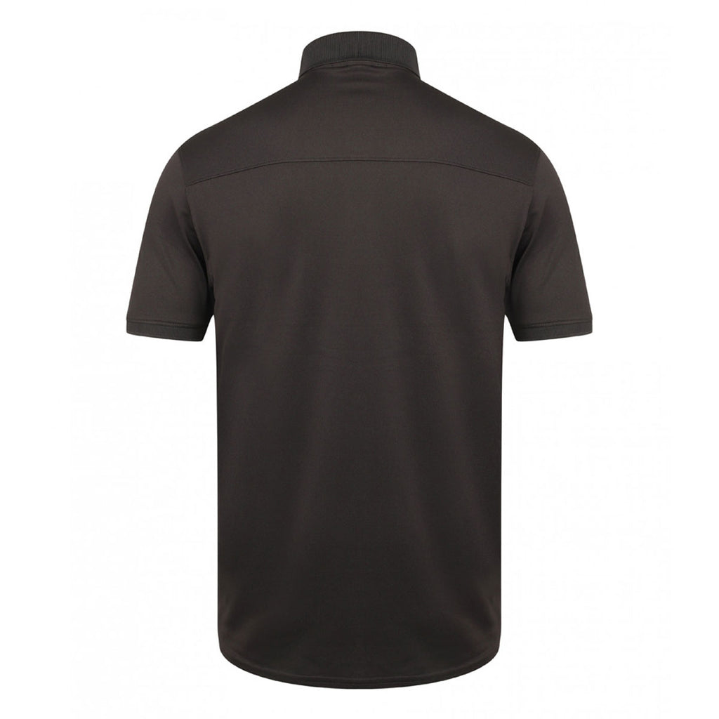 Henbury Men's Dark Grey Stretch Microfine Pique Polo Shirt