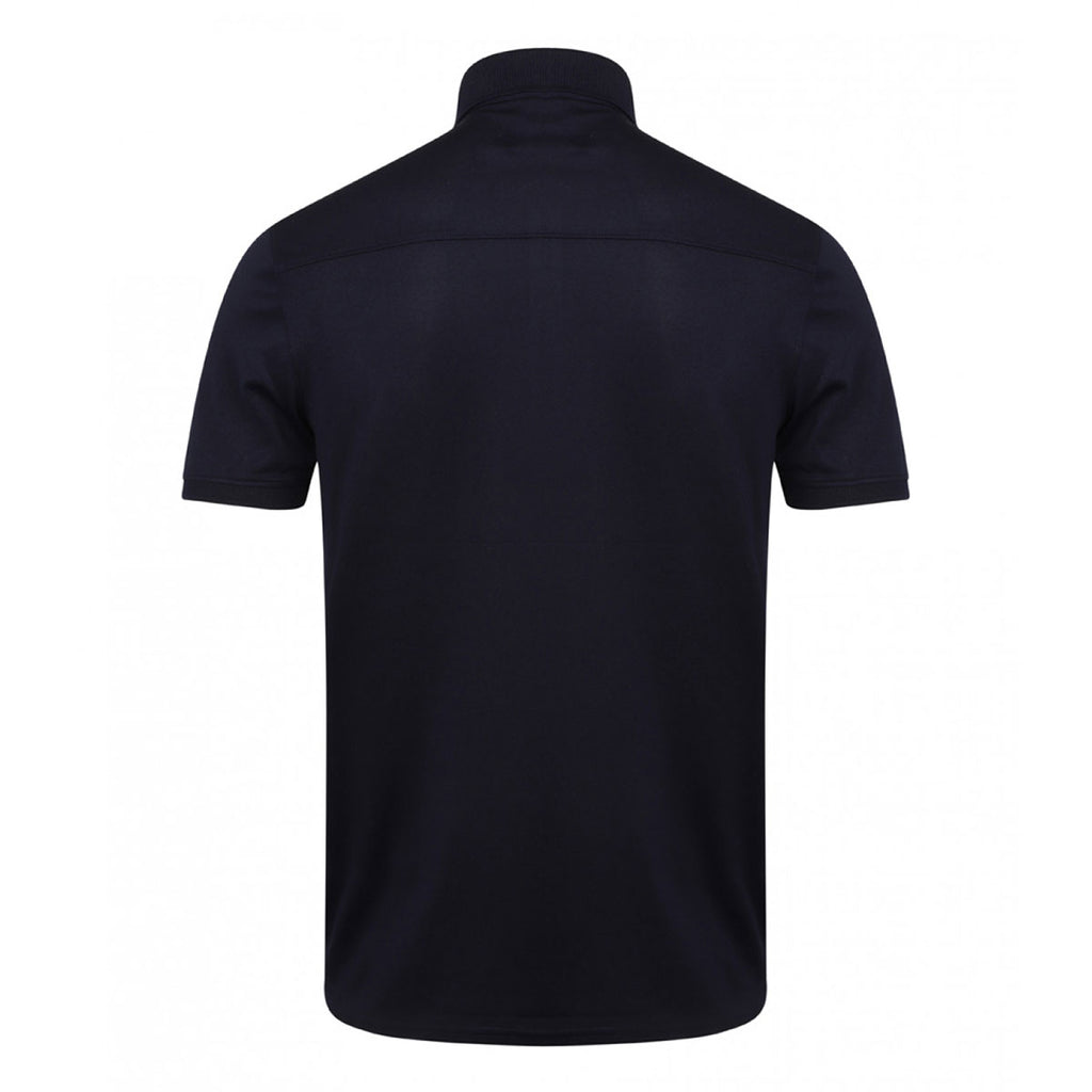 Henbury Men's Oxford Navy Stretch Microfine Pique Polo Shirt