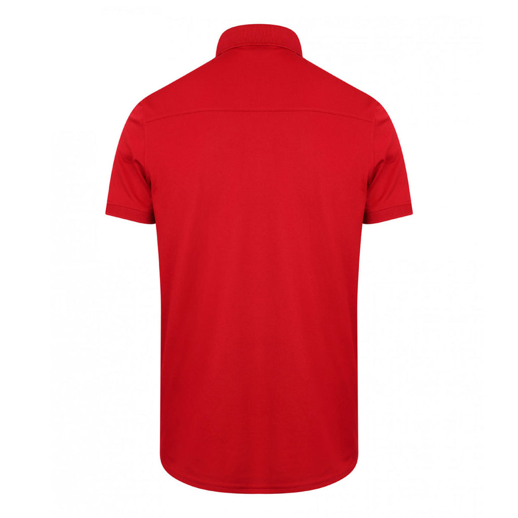 Henbury Men's Red Stretch Microfine Pique Polo Shirt
