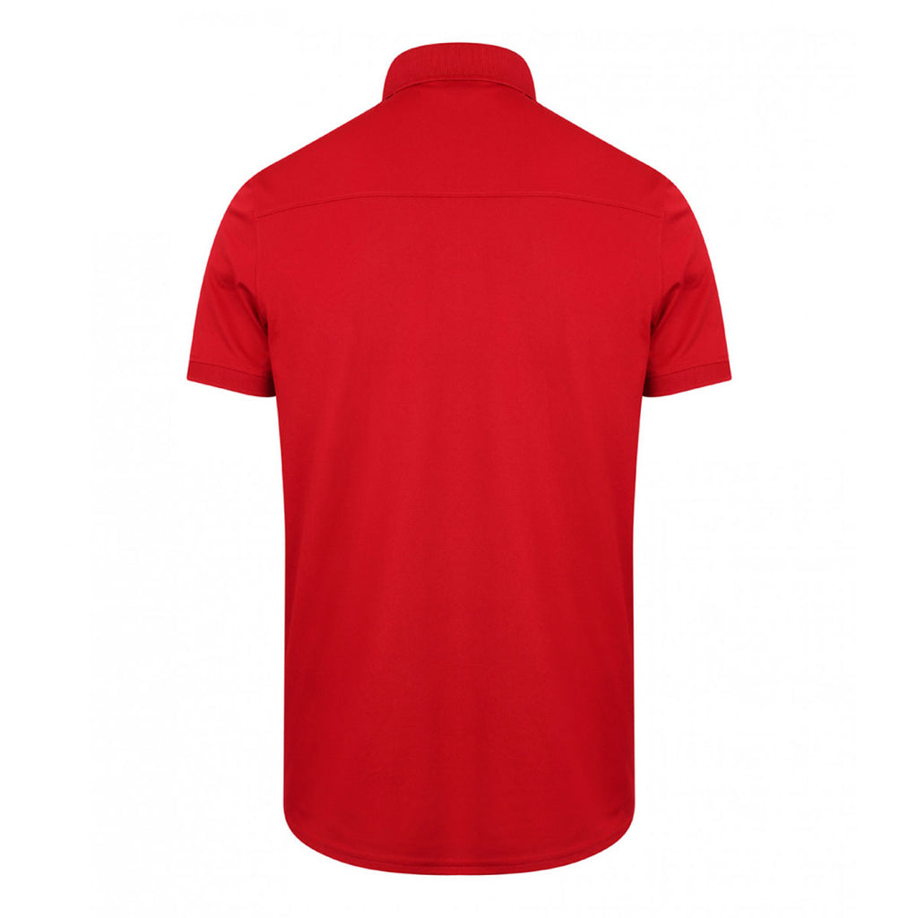 Henbury Men's Red Stretch Microfine Pique Polo Shirt