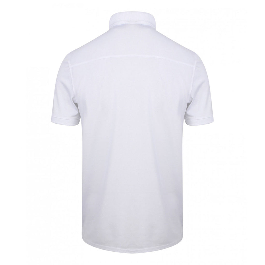 Henbury Men's White Stretch Microfine Pique Polo Shirt