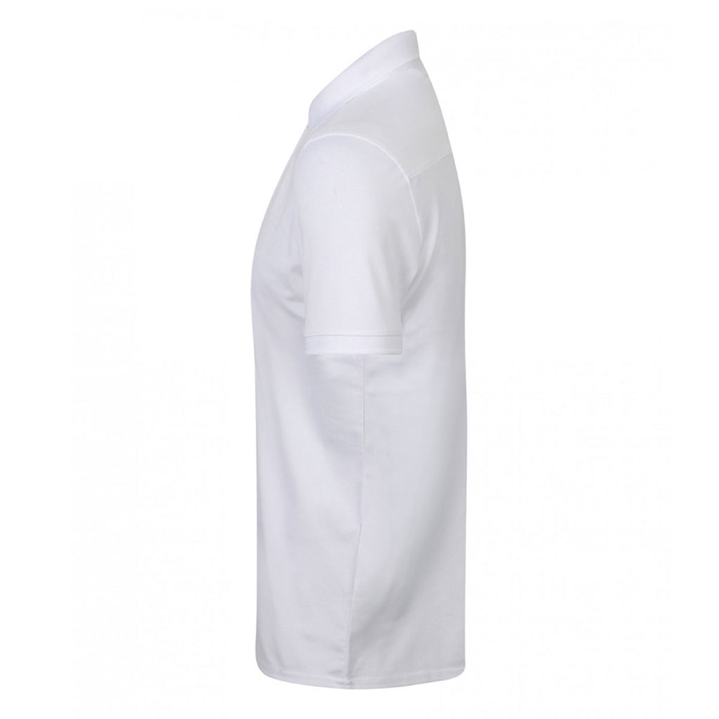 Henbury Men's White Stretch Microfine Pique Polo Shirt