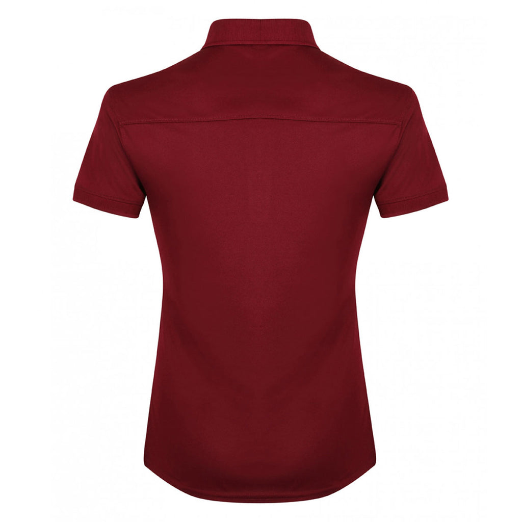 Henbury Women's Burgundy Stretch Microfine Pique Polo Shirt