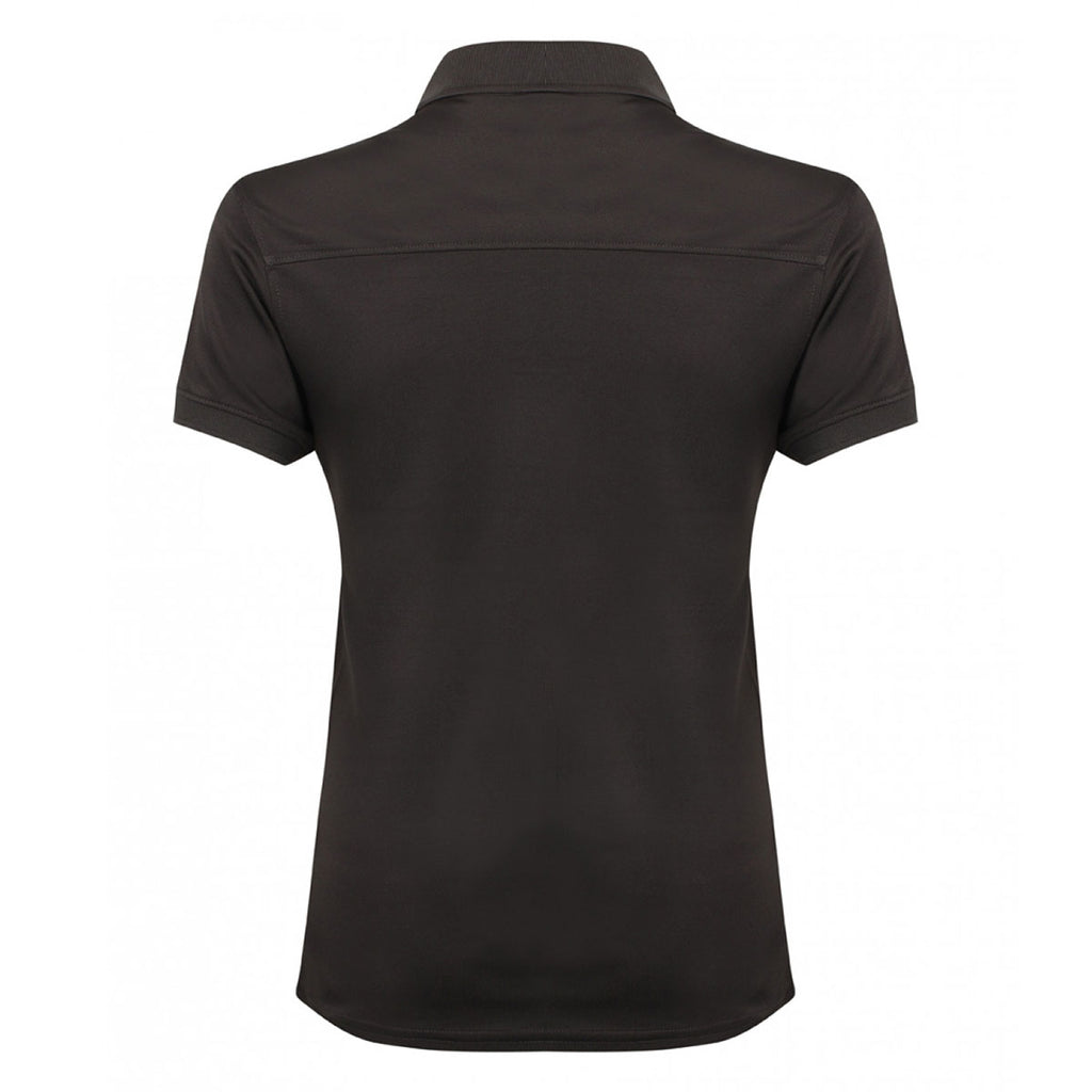 Henbury Women's Dark Grey Stretch Microfine Pique Polo Shirt