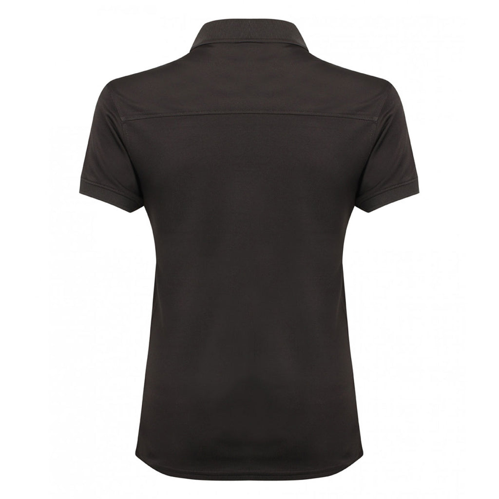 Henbury Women's Dark Grey Stretch Microfine Pique Polo Shirt