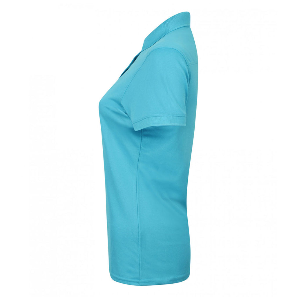 Henbury Women's Turquoise Stretch Microfine Pique Polo Shirt