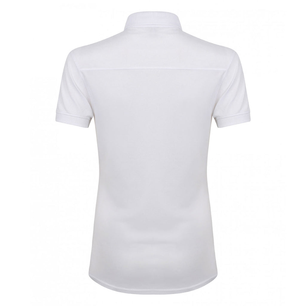 Henbury Women's White Stretch Microfine Pique Polo Shirt