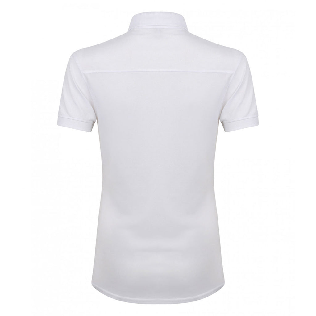 Henbury Women's White Stretch Microfine Pique Polo Shirt