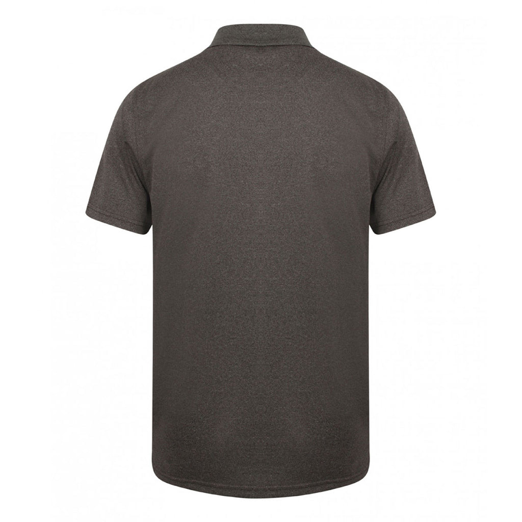 Henbury Men's Heather Charcoal Coolplus Wicking Pique Polo Shirt