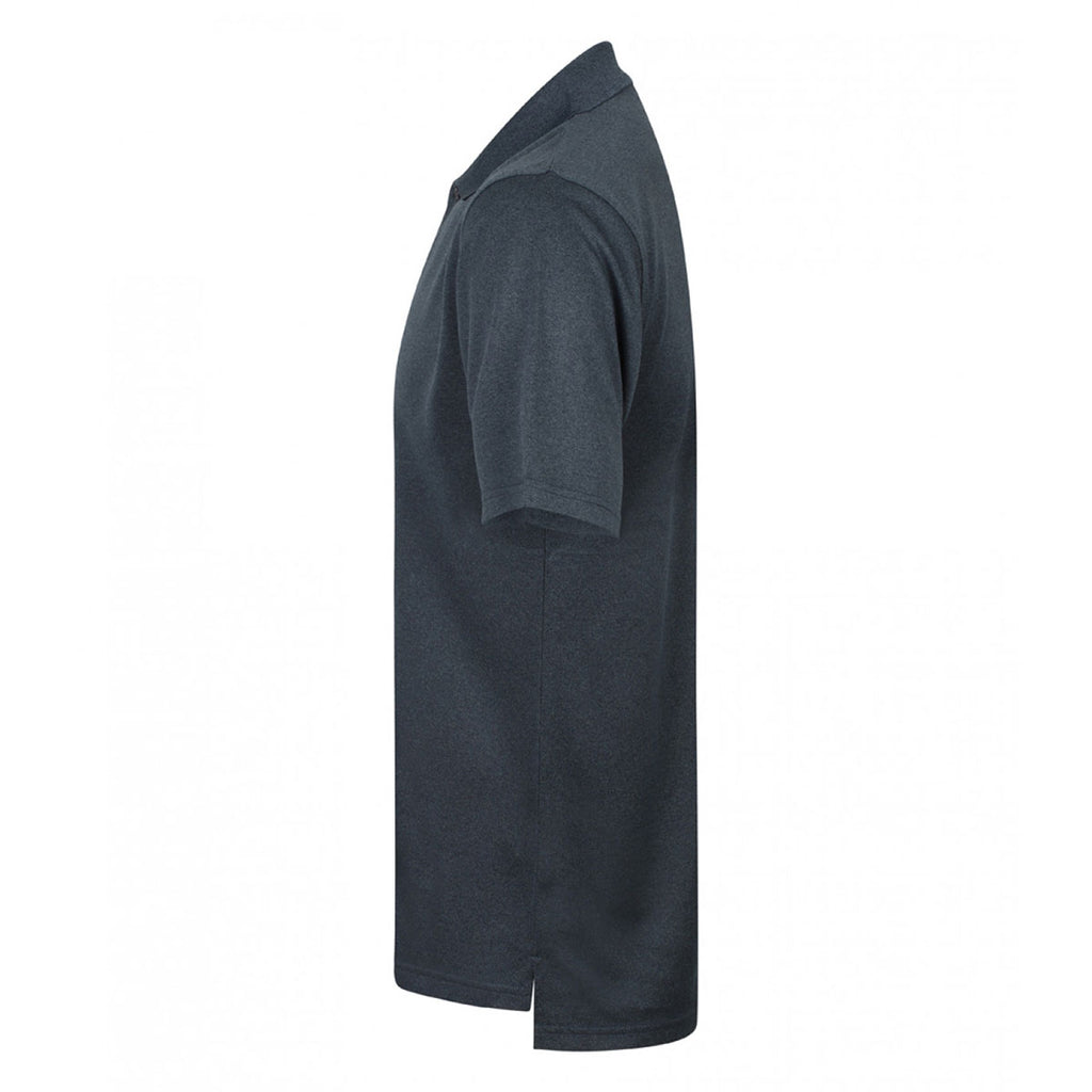 Henbury Men's Heather Navy Coolplus Wicking Pique Polo Shirt
