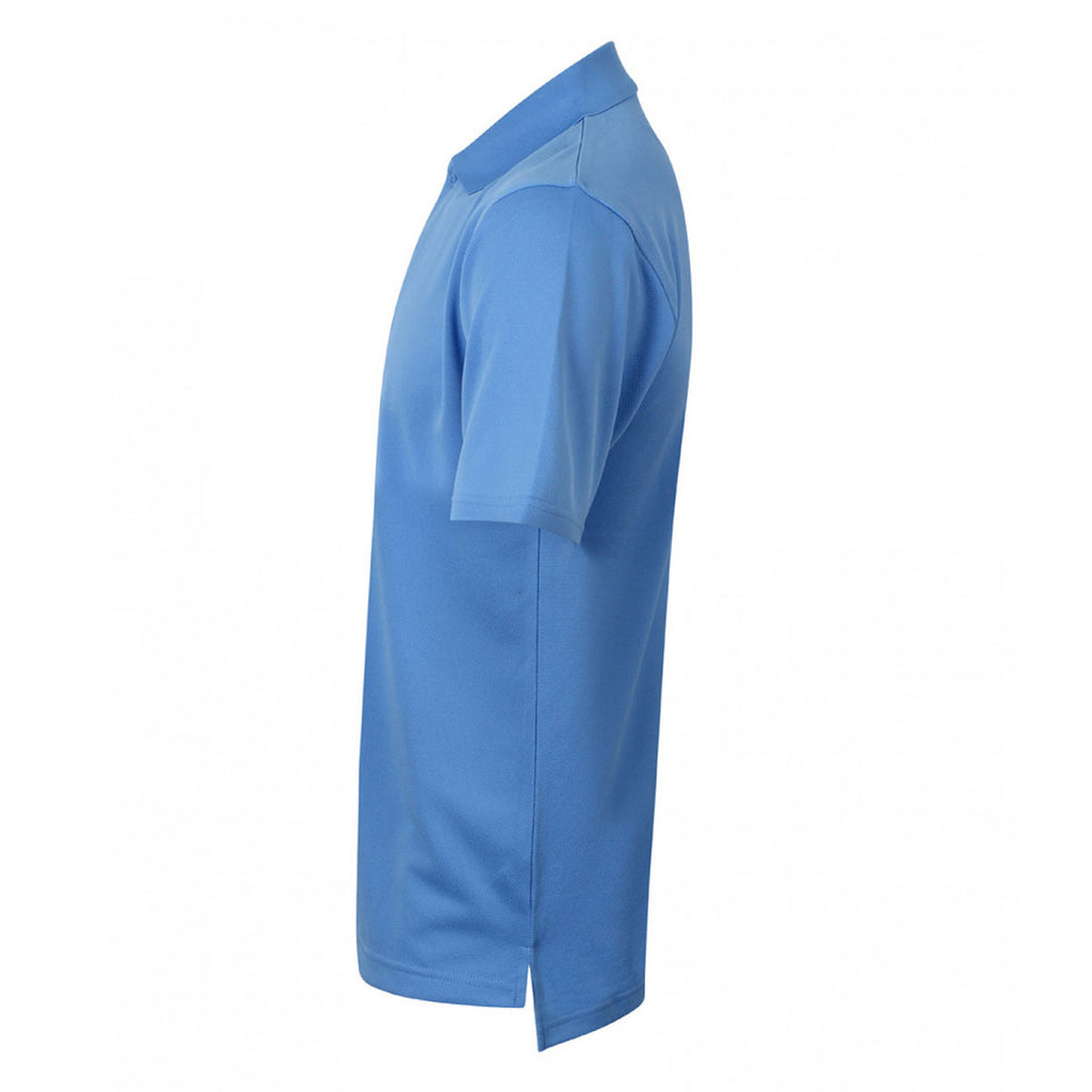 Henbury Men's Mid Blue Coolplus Wicking Pique Polo Shirt