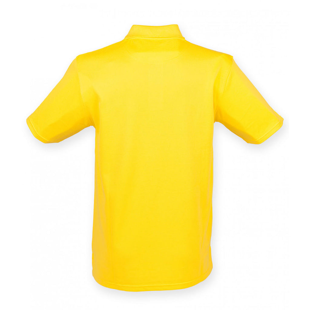 Henbury Men's Yellow Coolplus Wicking Pique Polo Shirt