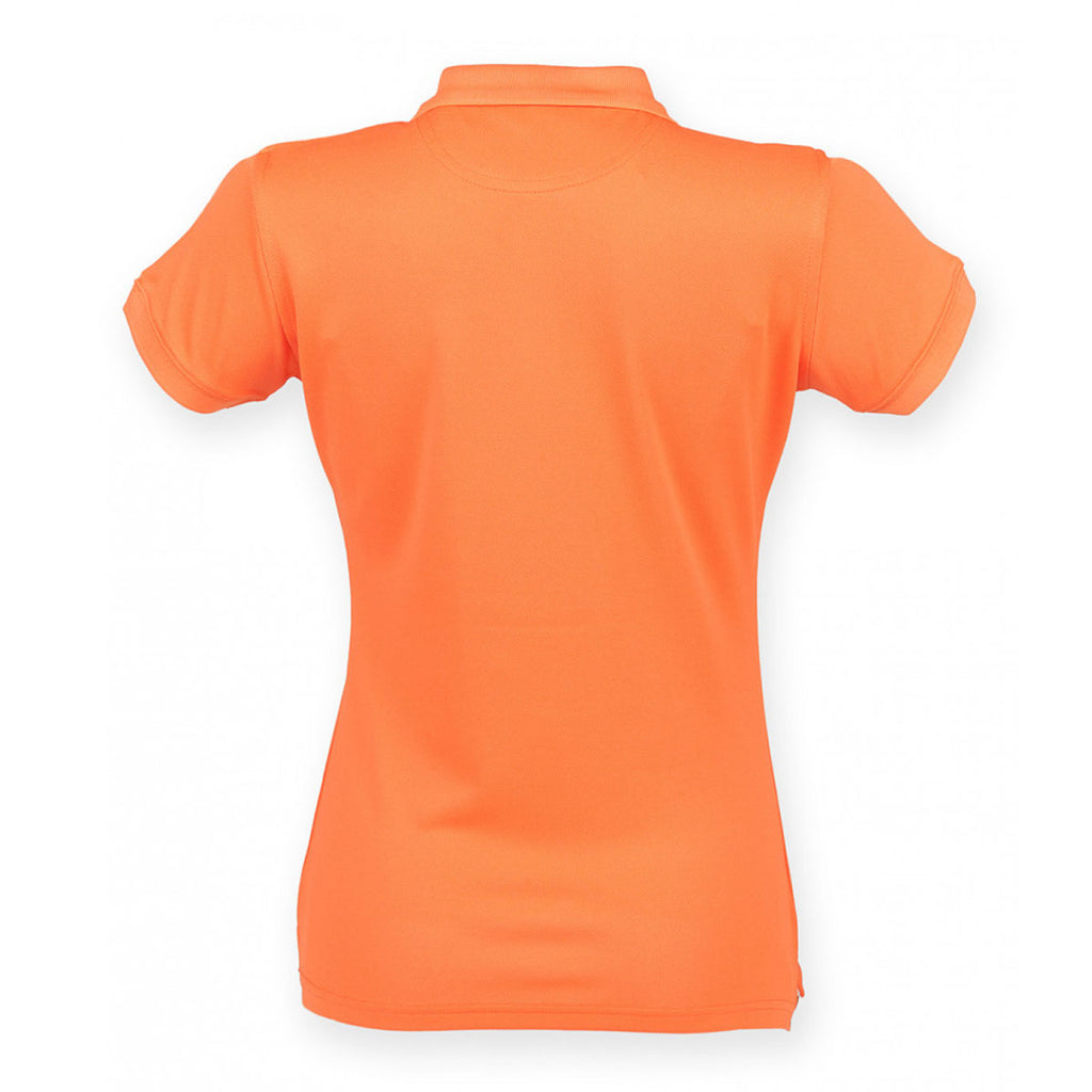 Henbury Women's Bright Orange Coolplus Wicking Pique Polo Shirt