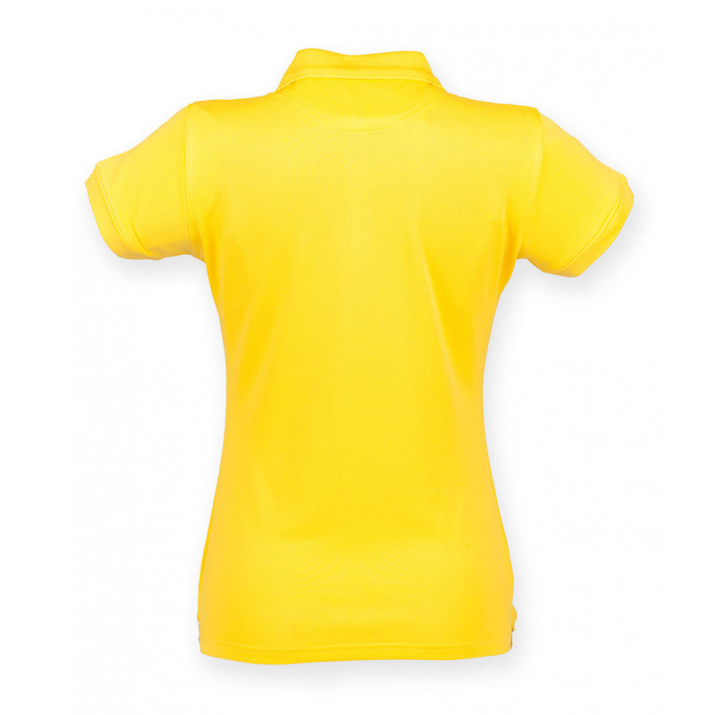 Henbury Women's Yellow Coolplus Wicking Pique Polo Shirt