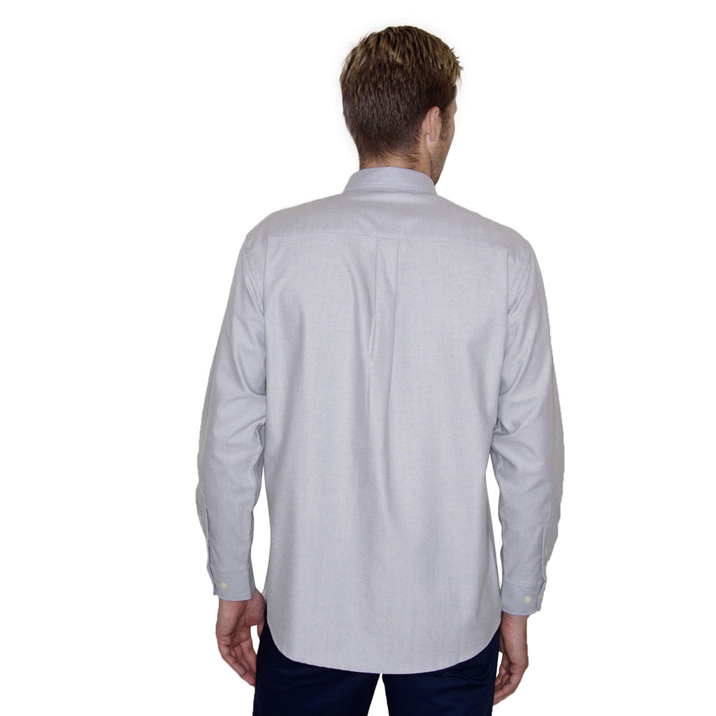 Henbury Men's Light Grey Long Sleeve Classic Oxford Shirt