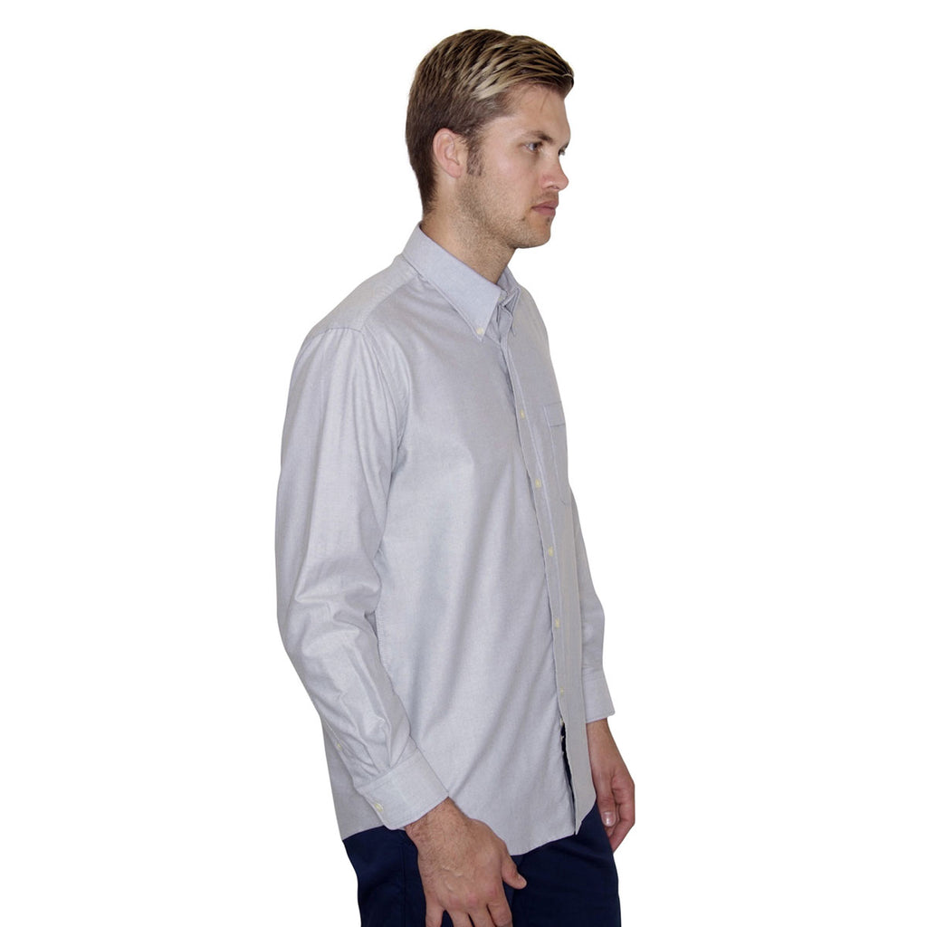Henbury Men's Light Grey Long Sleeve Classic Oxford Shirt