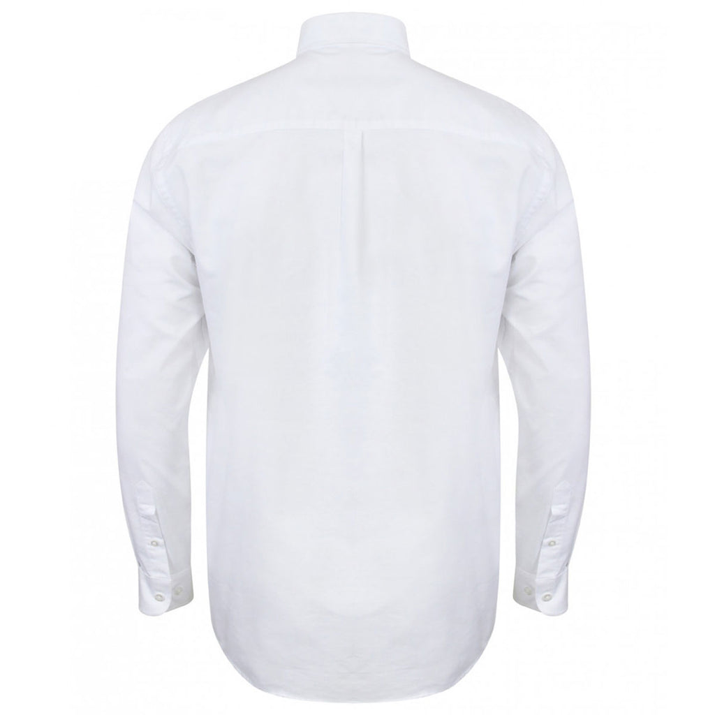 Henbury Men's White Modern Long Sleeve Classic Fit Oxford Shirt