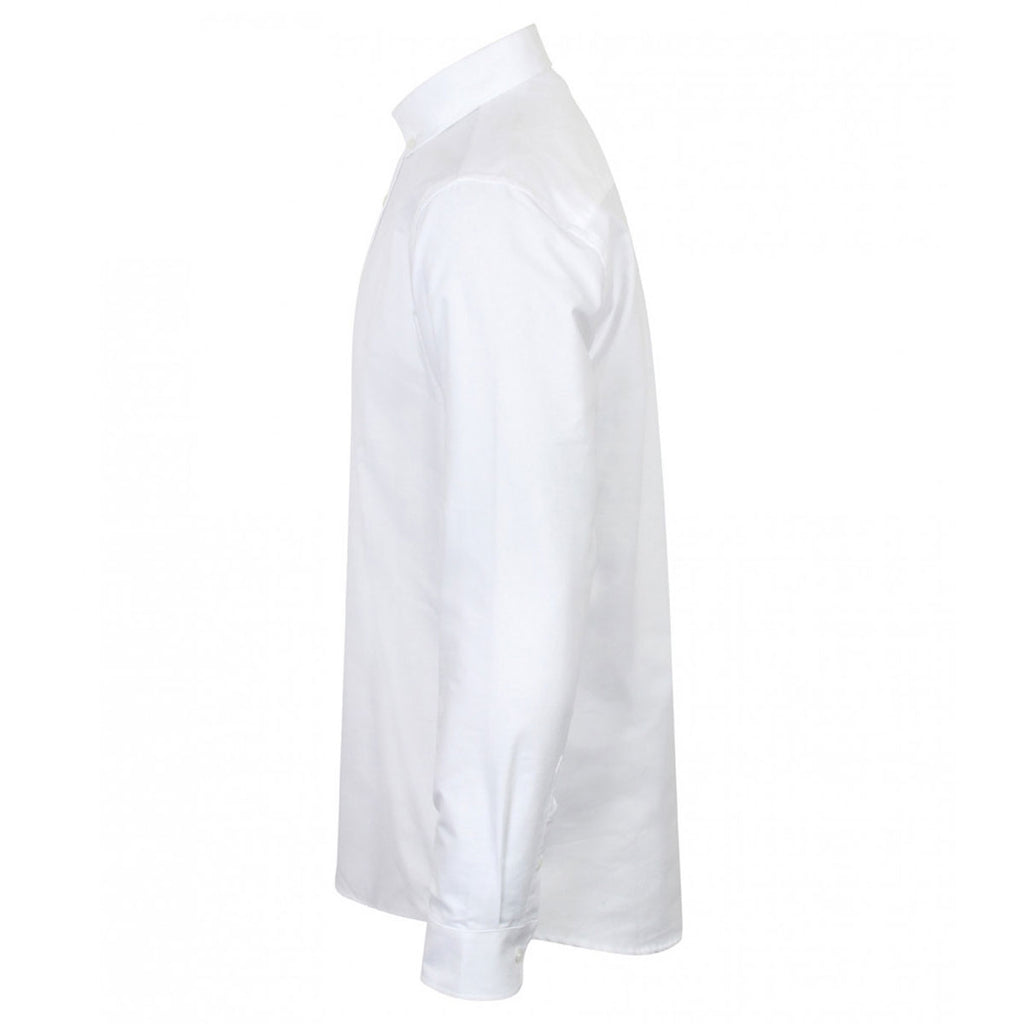 Henbury Men's White Modern Long Sleeve Classic Fit Oxford Shirt