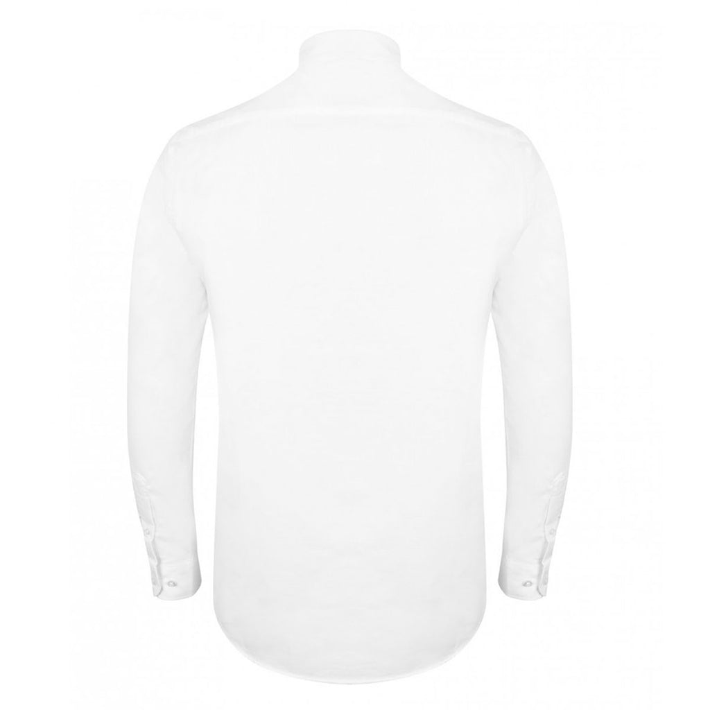 Henbury Men's White Modern Long Sleeve Regular Fit Oxford Shirt