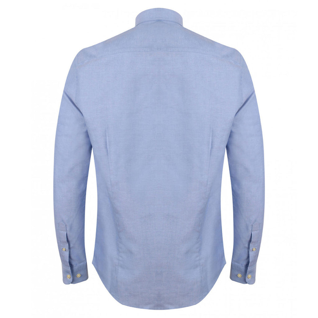 Henbury Men's Blue Modern Long Sleeve Slim Fit Oxford Shirt