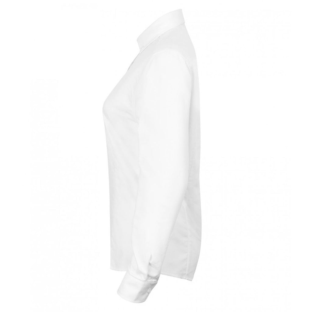 Henbury Women's White Modern Long Sleeve Regular Fit Oxford Shirt