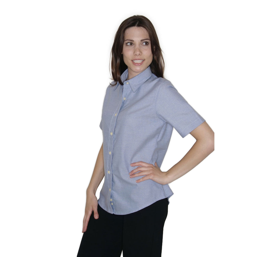 Henbury Women's Blue Short Sleeve Classic Oxford Shirt