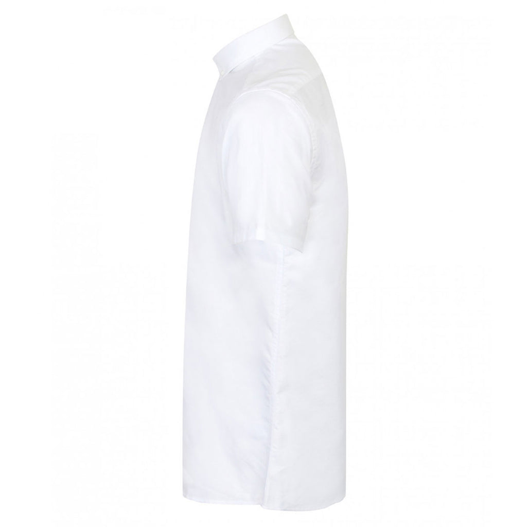 Henbury Men's White Modern Short Sleeve Regular Fit Oxford Shirt