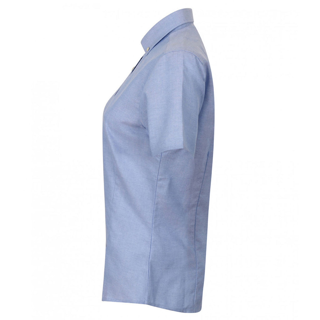 Henbury Women's Blue Modern Short Sleeve Regular Fit Oxford Shirt