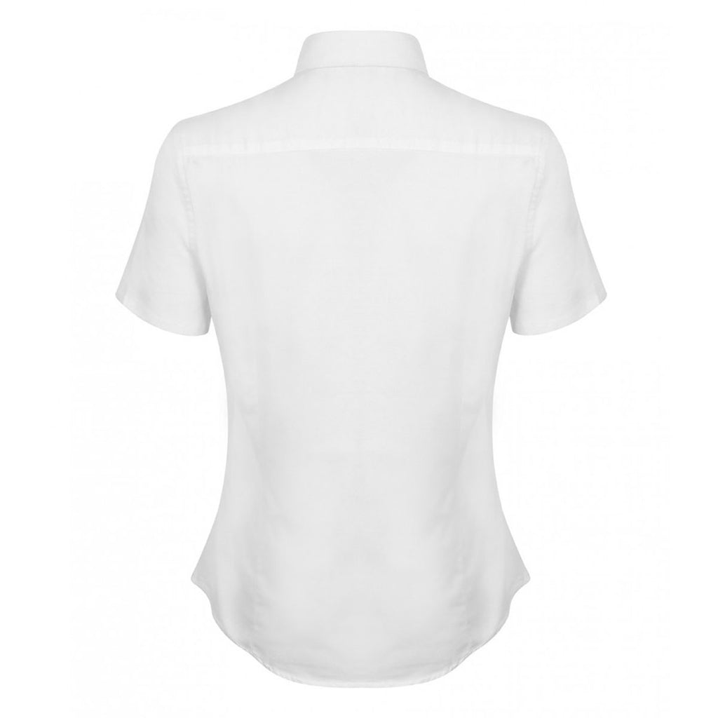 Henbury Women's White Modern Short Sleeve Regular Fit Oxford Shirt