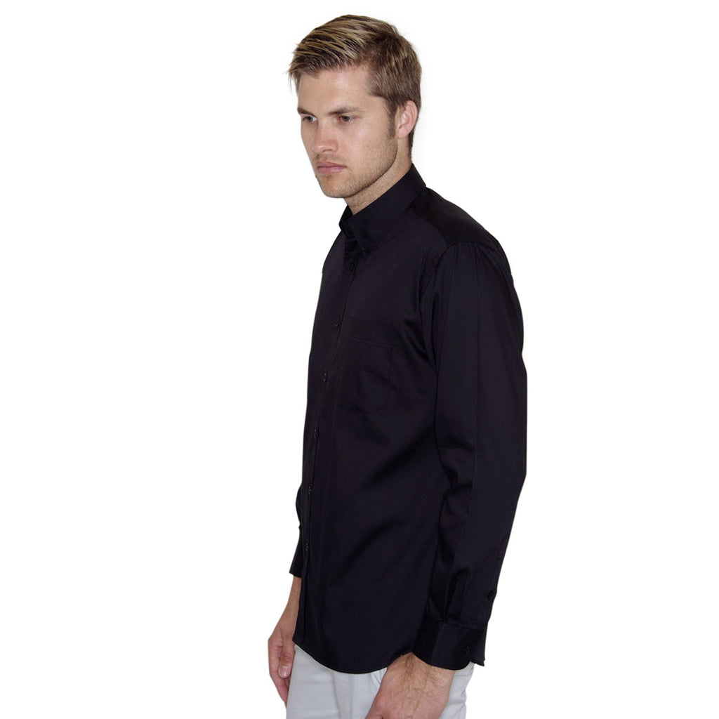 Henbury Men's Black Long Sleeve Pinpoint Oxford Shirt