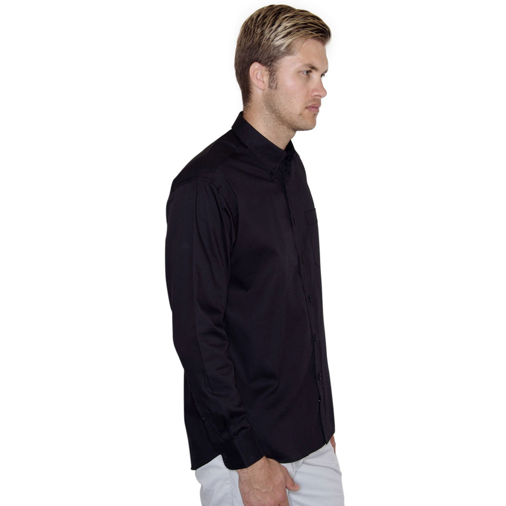 Henbury Men's Black Long Sleeve Pinpoint Oxford Shirt