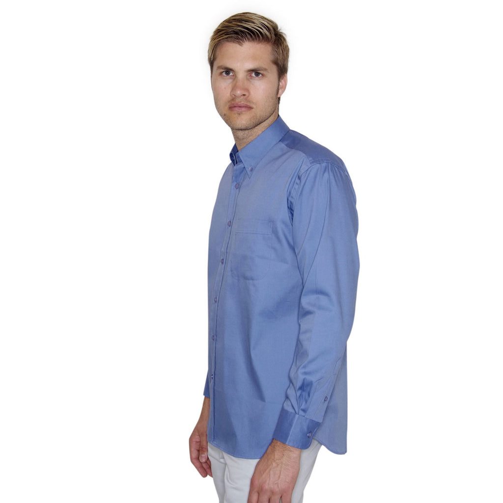 Henbury Men's Corporate Blue Long Sleeve Pinpoint Oxford Shirt